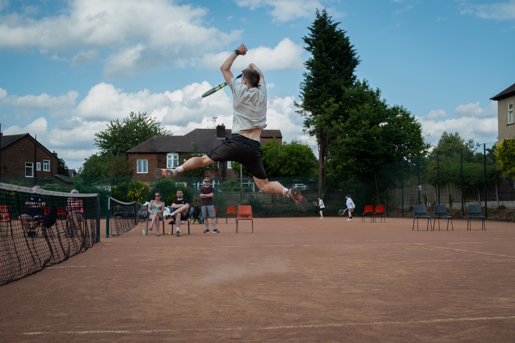 A Claremont player jumping to hit a shot